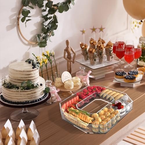 11" Acrylic Number Charcuterie Tray, Fillable Charcuterie Box (Number 0)