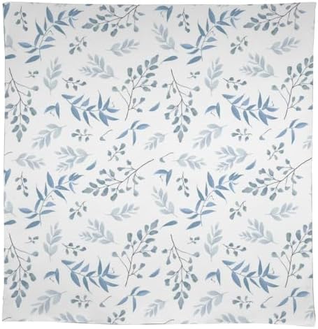 Blue Leaves Tablecloth, Summer Light Blue White Grey Leaves Fern Forest Herbs Plants Print Table Cloth for Indoor Outdoor Dining Table Party Picnic Decor 55x55in