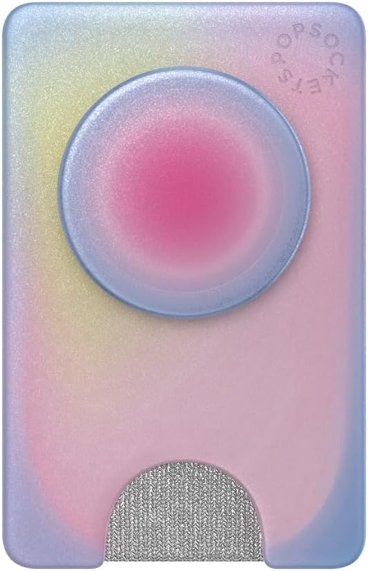 PopSockets Adhesive Phone Wallet with Grip- Aura | PopWallet, Holds 3-5 Cards, Swappable Top, Kickstand, Purple, Aura, Electronic Accessories, For iPad/Kindle/iPhone/Android