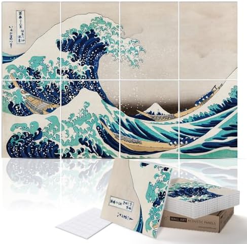 PINWELIFE® Masterpiece Acoustic Art Panels, 8-Pack 12"×16" Sound Absorbing Panels, Decorative Acoustic Wall Art, Noise and Echo Cancelling for Home Studio/Office, Nano Tape Included