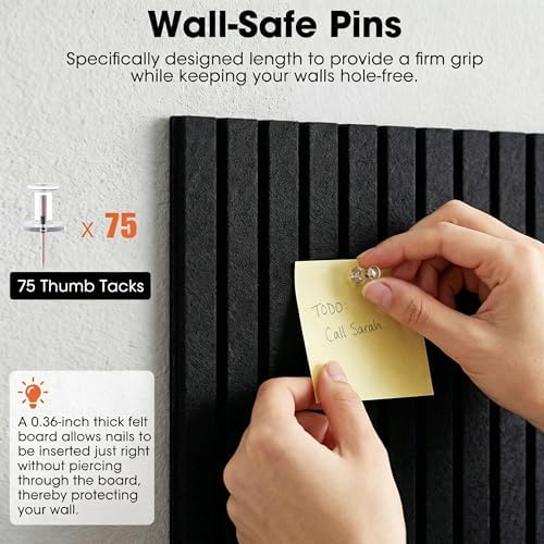 Large Cork Board for Walls 59" x 36",15 Pack 12"X12"Felt Bulletin Board Tiles with 120 Adhesive Tabs,Cork Board Alternative for Office Decor, Push Pin Board Wall Organizer- Black