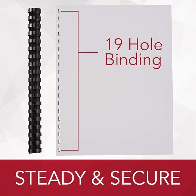 GBC Binding Spines / Spirals / Coils, 2" Diameter, 500 Sheet Capacity, CombBind, Black, 50 Pack (4200022)