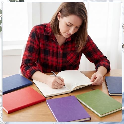 Tenceur 5 Pcs A4 College Ruled Notebook 8.5'' x 11'' Lined Journal 200 Pages Lined Artificial Leather Sketchbook for Writing Office School Business Home Gifts Supplies (Bright Color)