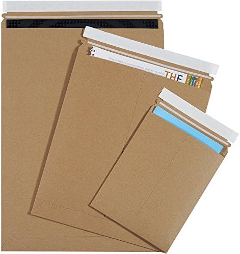 Top Pack Supply 12 3/4 x 15' Stayflats Brand Rigid Flat Mailers, Kraft (Pack of 100) Photo Document Mailers, Peel & Seal Closure, Tear Strip Easy Opening.