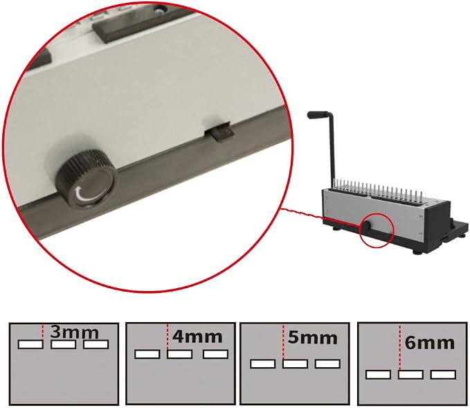 RAYSON SD-1201 21-Hole Comb Binder, 12-Sheet Punch, 200-Sheet Capacity | Manual comb binding machine with a starter comb set, 3-6 mm margin adjustment, and durable metal construction.