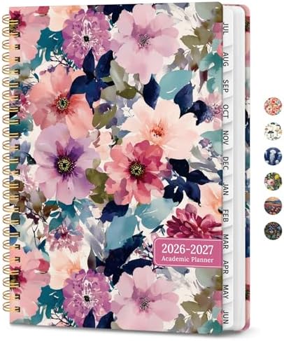 Large Planner 2026-2027, A4 (8.5" x 11") Hardcover Weekly & Monthly Planner July 2026 - June 2027 with Monthly Tabs, Academic Planner for School, Work and Office, Petaline Wash
