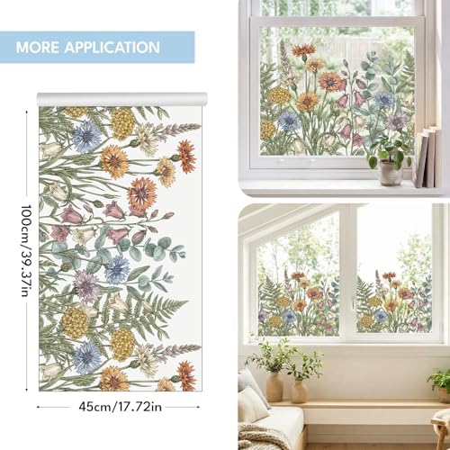ADD.HERES Stained Glass Window Film, Window Film Decorative, 17.5 x 78.7 in