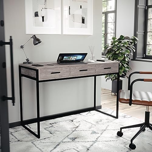 Martha Stewart Ollie 3 Drawer Home Office Desk, Gray