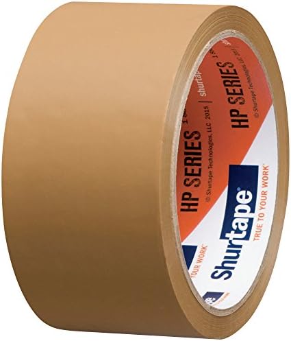 Shurtape HP 200 Medium Duty Hot Melt Shipping and Packaging Tape, For Hand or Automated Sealing, 48mm x 50 Meters per Roll, Tan, 1 Case of 36 Rolls (207213)