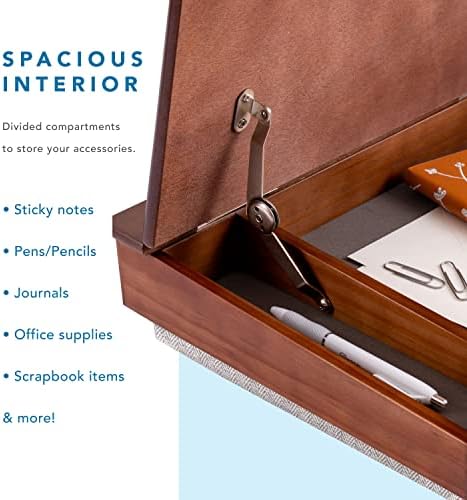 LAPGEAR Schoolhouse Lap Desk - Java Acacia Wood, Built-in Storage