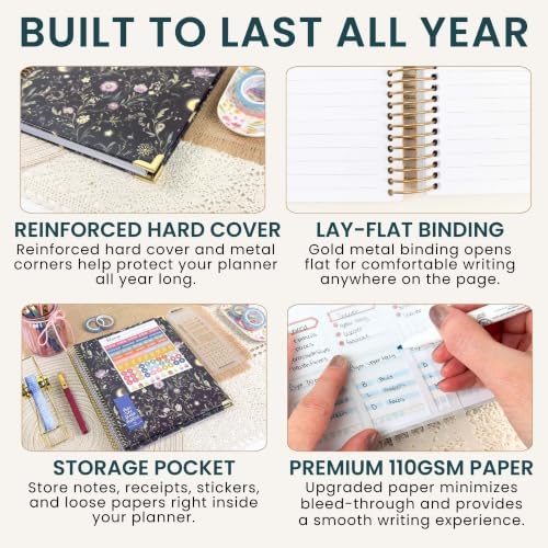 bloom daily planners 2027 Hardcover Goal & Vision Planner (January - December 2027) - Monthly & Weekly Calendar Year Agenda Organizer - 7.5" x 9" - Moonlit Garden