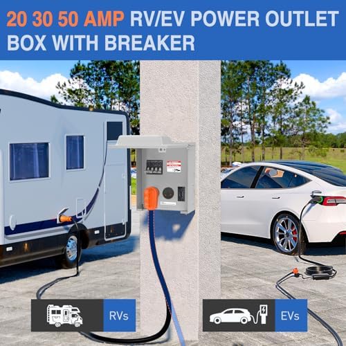 Nilight 20 30 50 Amp RV Power Outlet Box with Breaker 125/250V ETL Listed