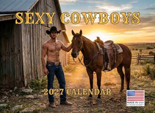 Sexy Cowboy Calendar 2027 Shirtless Men Monthly Wall Calender 12 Month