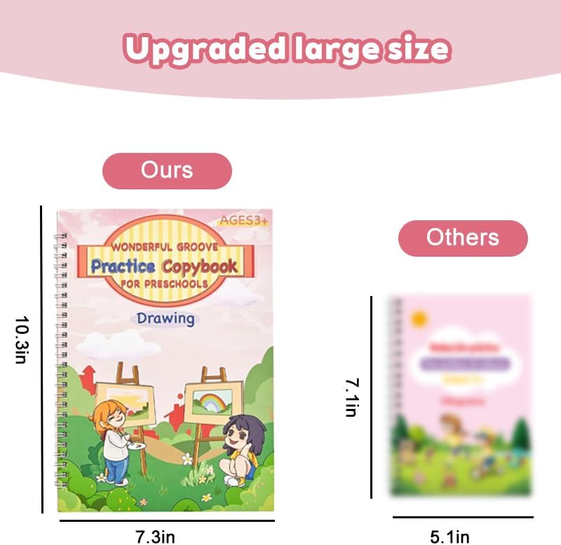 Magic Grooved Writing Practice Books, Reusable Handwriting Workbook