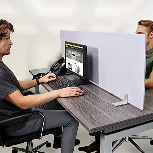 OBEX Free Standing Desk PET Privacy Screen, Table Top Home & Office Furniture Partitions and Dividers, Portable Workstation Freestanding Panels, 24" x 42" Stone
