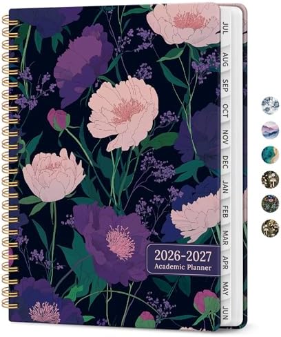 Planner 2026-2027, Jul 2026-Jun 2027 Academic Monthly & Weekly Planner | 6.3" x 8.5" Hardcover Pretty Calendar Planner for Women, Spiral Organizer for School Office Home Supplies, Plum Reverie