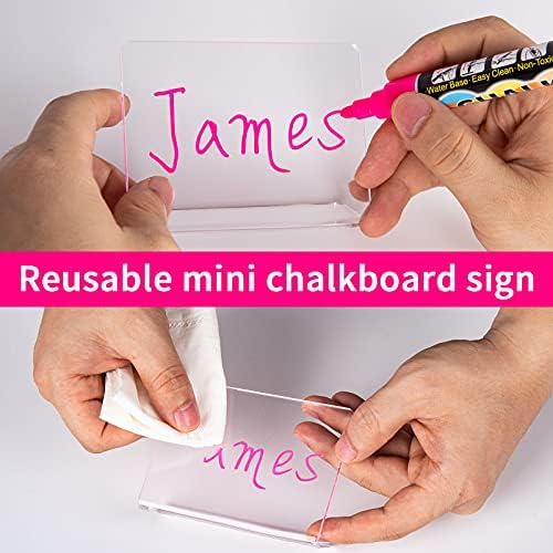 AITEE 20 Pack Acrylic Mini Chalkboard Signs Clear Tabletop Signs L-Shaped