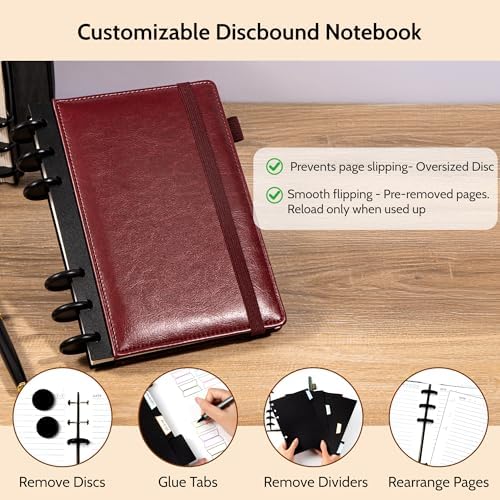 Yoment Refillable Journal Notebooks for Work, Journal for Women Men,Red