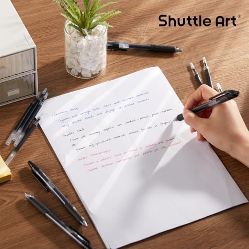 Shuttle Art School & Work Supplies Bundle, 100 Pack Black Retractable Gel Pens + 60 Pack Black Retractable Gel Pen Refills 0.7mm Fine Point for Writing Journaling Taking Notes School Office Home