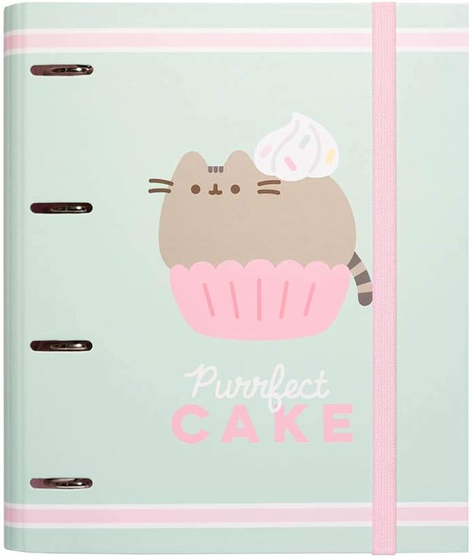 Grupo Erik Pusheen Cat 4 Ring Binder A4 - Kawaii Stationery Gifts, Merch | A4 Folder with Elastic closure, School Folders for Paperwork A4, Back to School Supplies | Pusheen Merchandise