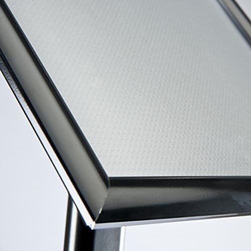 M&T Displays Curved Menu Board, 8.5x11 inch Black Pedestal Sign Holder Floor Standing Aluminum Front Loading Easy Open Poster Message Advertisement Holder for Restaurant Cafe Hotel