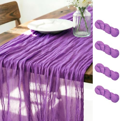 Purple Cheesecloth Table Runner Fall Boho Wedding Birthday Home Decor