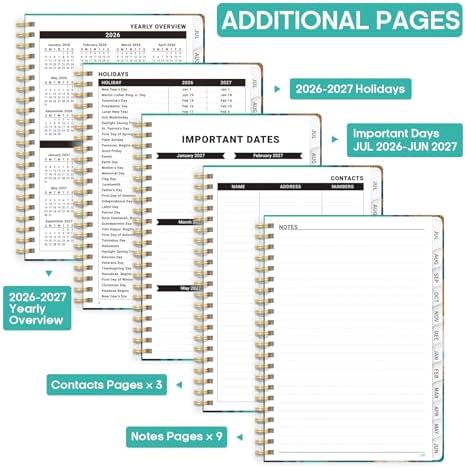 Planner 2026-2027, Weekly & Monthly Academic Calendar, Jul 2026 – Jun 2027