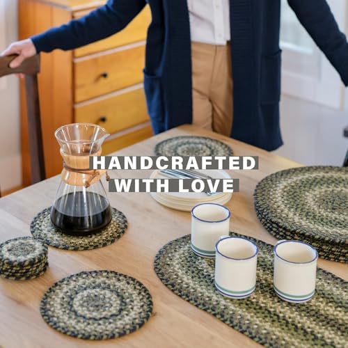 Homespice Pinecone Braided Trivets Ideal as Hot Pads, Round 8" Set of 3