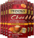 Twinings Pumpkin Spice Chai Black Spicy Tea Bags, 20 CT Box (6 Pack)