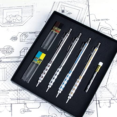 Pentel Arts GraphGear 1000 Mechanical Pencil Premium Gift Set with Refill Leads & Erasers (PG1000BXSET) (Pack of 6)