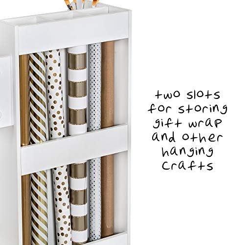 Honey-Can-Do Deluxe Rolling Craft Storage Cart with Locking Wheels | Organizer for 30-inch Wrapping Paper, Ribbon Spools, Tools & Supplies | 3 Drawers & Open Shelves