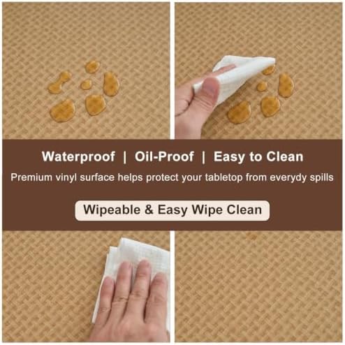 LIBERECOO Heavy Duty Vinyl Tablecloth with Flannel Backing Waterproof Oil-Proof Plastic Table Cloth Stain-Resistant Wipeable Rectangle or Square Table Cover for Indoor and Outdoor 54 x 54 Inch