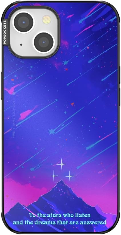 PopSockets iPhone 14 Phone Case with MagSafe, Wireless Charging Compatible, Bookish - Mirror Starfall