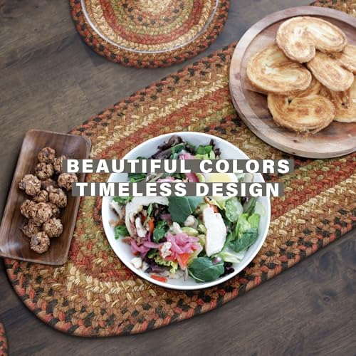 Homespice Gingerbread Jute Braided Table Runner, Oval 8x28 Set of 2