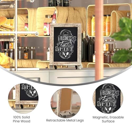 Flash Furniture Magnetic Tabletop Chalkboard Sign, 9.5" x 14", Weathered
