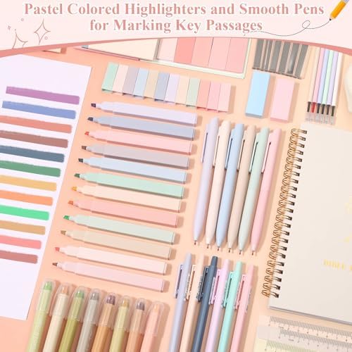 79 Pack Bible Study Supplies Journaling Kit for Women, Prayer Journal Note Taking Annotation Kit, Bible Tabs and Highlighters Set with Pencil Case and More Bible Study Tools
