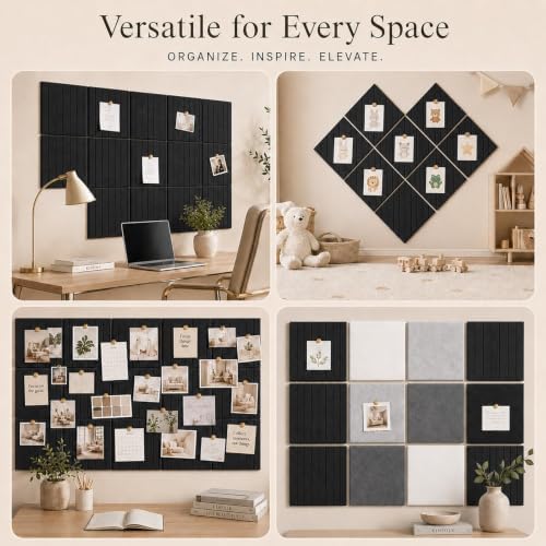 Stripe Felt Bulletin Board Tiles, Cork Board Alternative 48 x 36 in