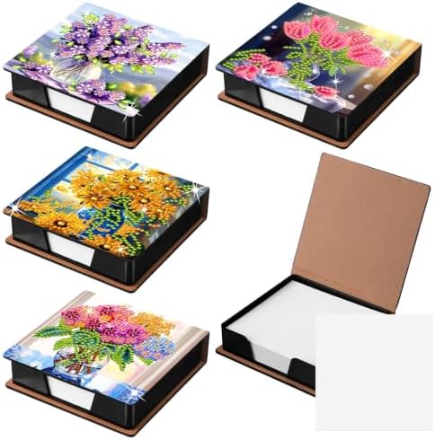 Saillong 4 Pcs Christmas Flower Diamond Art Note Box Diamond Painting Box