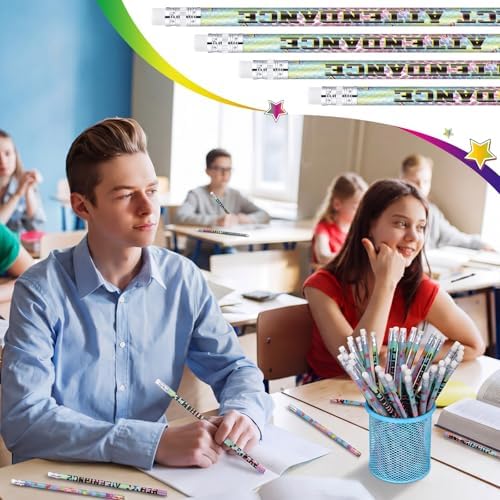 Tenceur 100 Pcs Perfect Attendance Pencils with Erasers Bulk 7.3 Inches Student Incentives Recognition Education Award Prize for Teacher School Classroom Reward Supplies