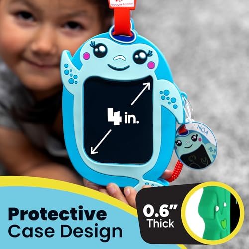 Boogie Board Sketch Pals Blitz the Football 4” LCD Writing Tablet for Kids – Reusable Mess-Free Drawing Pad with Tethered Stylus – Sensory Silicone Clip-On Travel Doodle Board Toy – Ages 3+