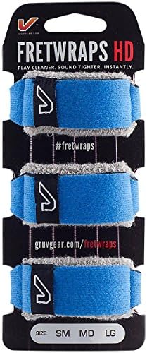 Gruv Gear Fret Wrap & Guitar Mute, Fretwrap for Acoustic, Electric & Bass | String Dampener Recording, Tapping & Practice Accessory (3 Pack, Medium Blue, Fits 5 String Bass, 7 String Guitar)