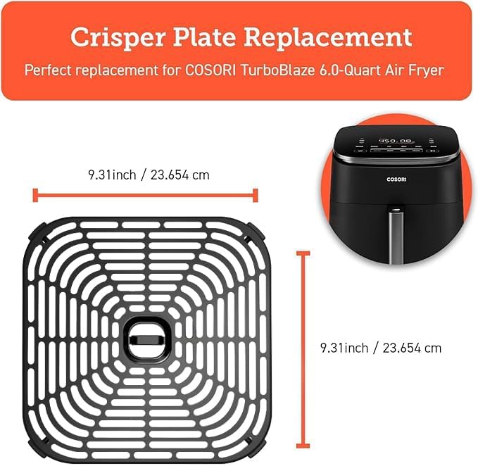 Cosori Crisper Tray for TurboBlaze DC601 Air Fryer, Ceramic Coating | Original Crisper Plate, CAF-DC601, Ceramic Coating, Dishwasher-Safe, Genuine Part, Replacement Accessory