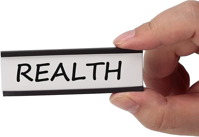 Realth C Channel Magnetic Label Holders 50 Pack 0.78" x 4" - Name Magnets for Shelving, Storage Bins, Classroom, Office, Library, Supermarket