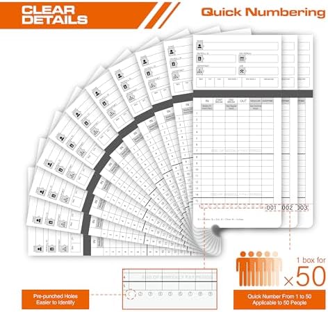 100 Time Cards, Compatible with uPunch HN4000/HN2000/HN2500/HN4500 Clocks