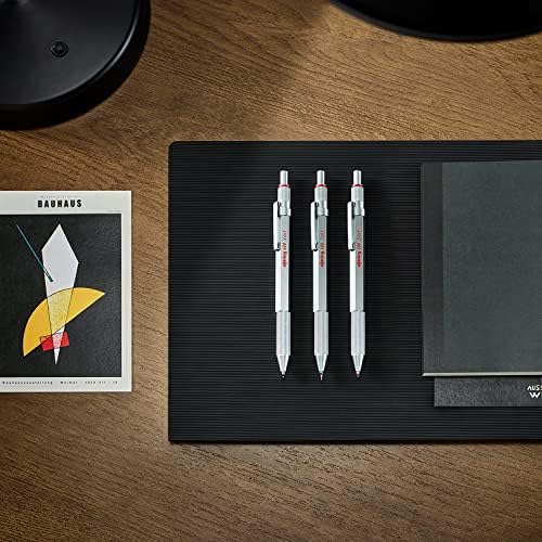 rOtring 600 3-in-1 Multicolor Pen and Mechanical Pencil, Switches Between 2 Ballpoint Pen Fine Point Tips (Black and Red Ink) and 1 Mechanical Pencil Tip (0.5mm Lead), Silver Barrel