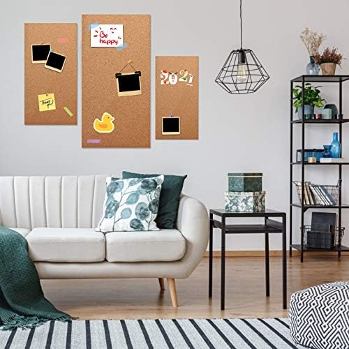 Cork Bulletin Board 17"x8" - 1/2" Thick Cork Board Tiles Frameless Cork Tiles, Self-Adhesive Corkboards Wall Decor Bonus Pushpins (8pack) for Office, School and Home