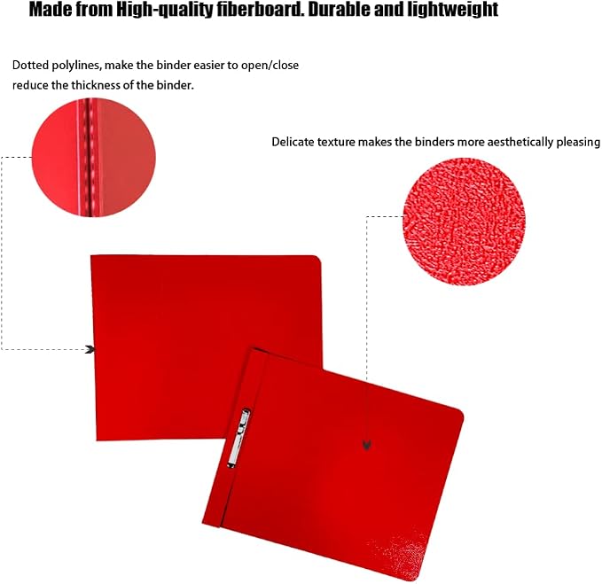 Fiberboard Binder,Sheet Size 8.5 x 11 Inches with Metal Prong Top Fastener with Compressor 2.75 Inch Centers, 2 Inch Capacity for Pressboard Report Cover,12 per Box (Red)