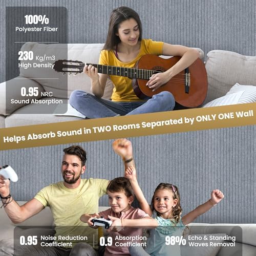 TO-TH Soundproofing Panels High-Density Acoustic Panel 5 Pack, African Gray