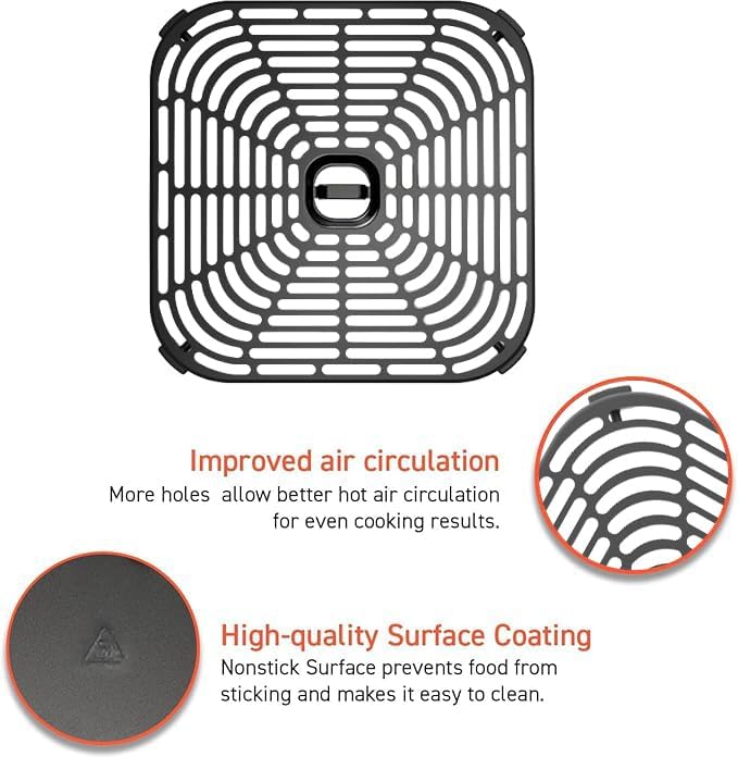 Cosori Crisper Tray for TurboBlaze DC601 Air Fryer, Ceramic Coating | Original Crisper Plate, CAF-DC601, Ceramic Coating, Dishwasher-Safe, Genuine Part, Replacement Accessory