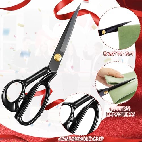 Amylove 1 Pcs 10.5'' Ribbon Cutting Scissors,Style2,Black